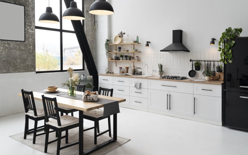 Empty modern room with furniture